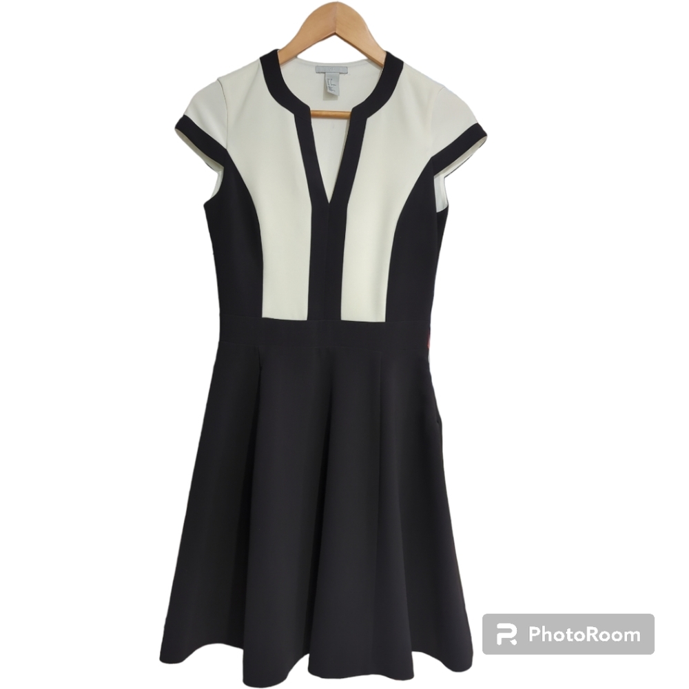 White & Black Fit and Flare Dress